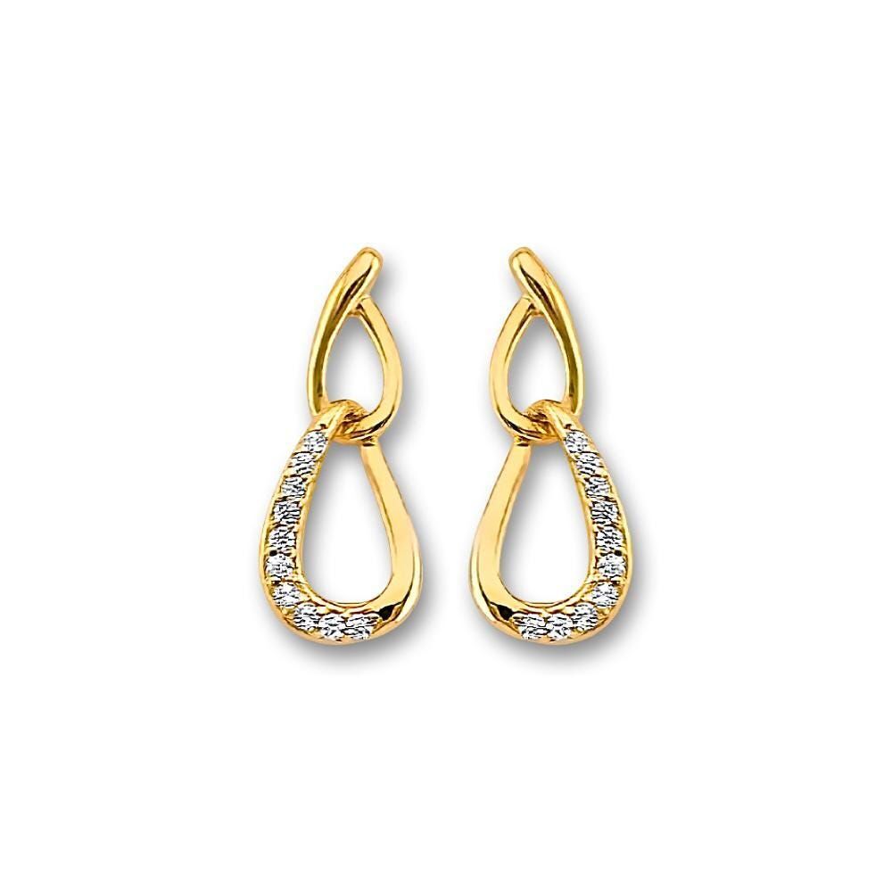 14K Solid Gold CZ Stud Earrings | Fine Gift for Her By Tehrani Jewelry